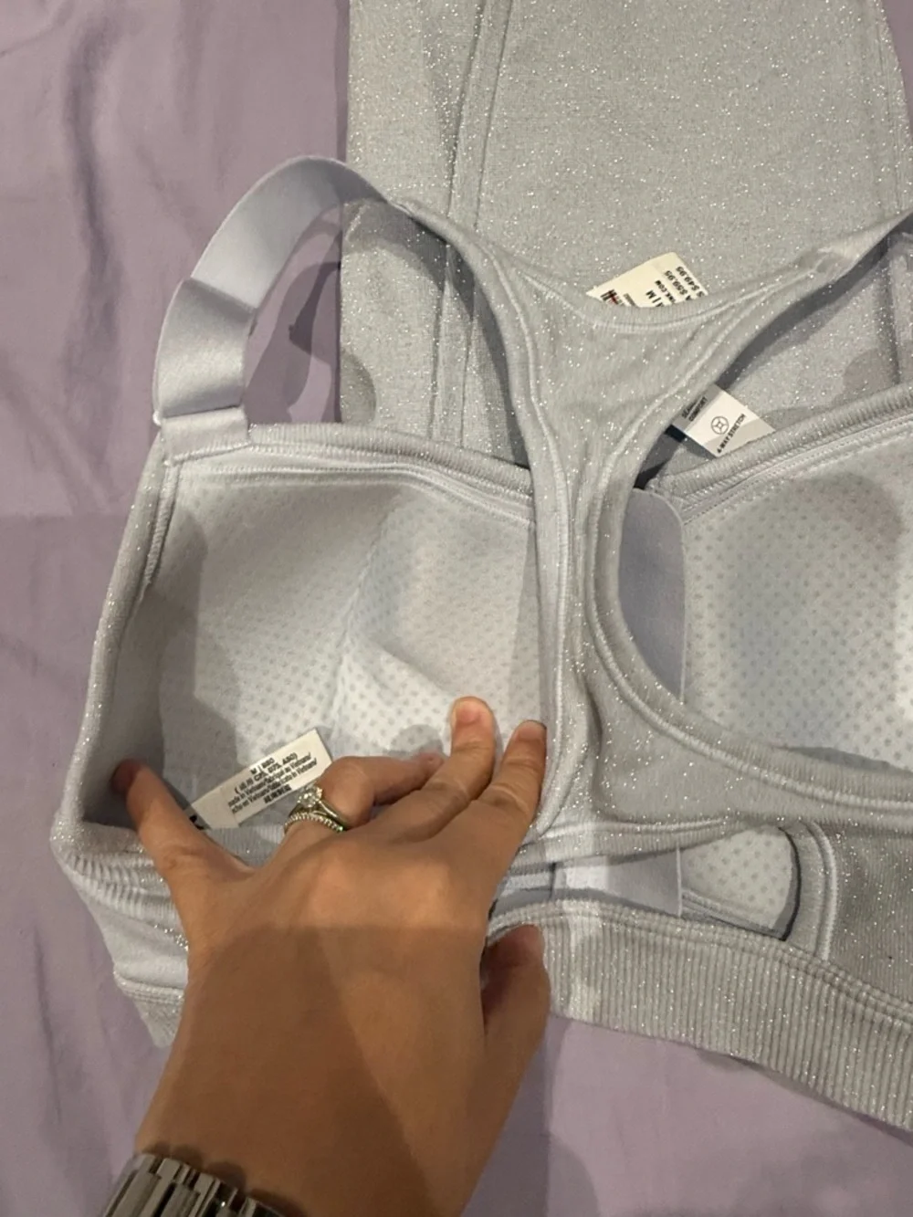 PINK Victoria's Secret Shimmery Light Gray spot wear set M - Picture 13 of 16